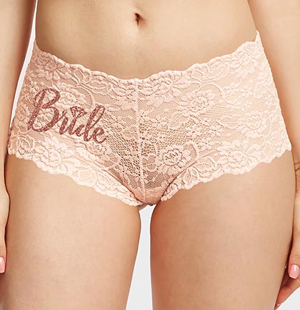 Rose Gold Wifey Lace Inset Thong Panty