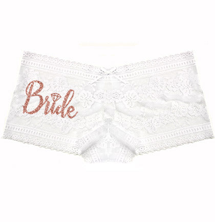 Bride Silver Glitter Lace Edge Cheeky Panty