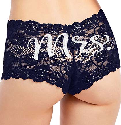 PLAYBOY Bridal Shower Gift Happily Ever After Boyshort Underwear 540,  Black, L 