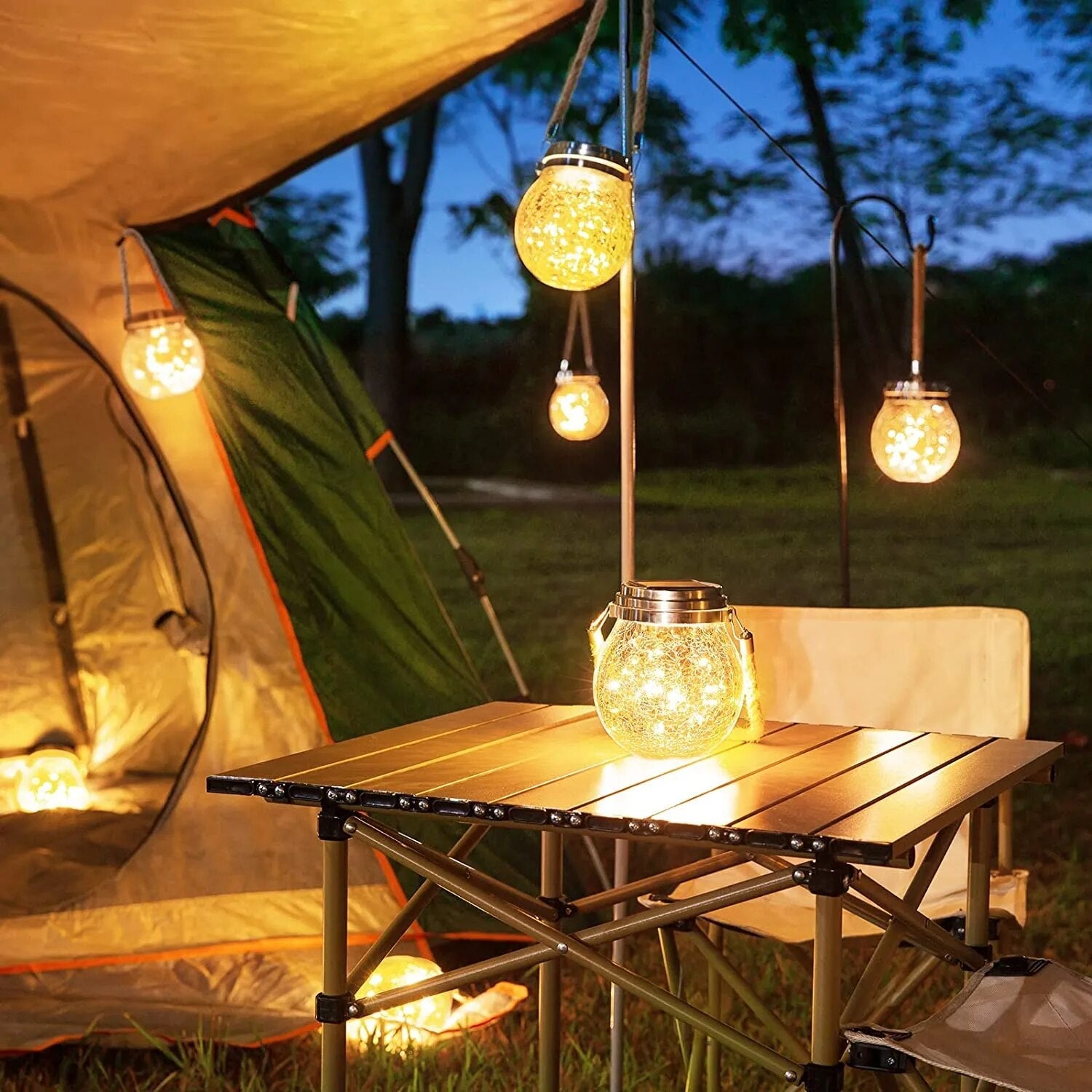 String Lights Camping Lamp Outdoor Crystal Globe Lights Waterproof