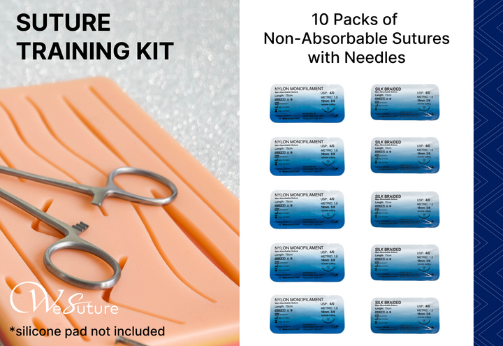 25 Pcs Suture Kit with Large Silicon Suture Pad