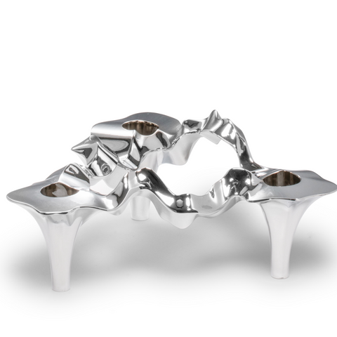 Stackable organic hand-polished candle holder