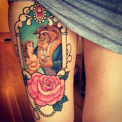 Tatouage la belle et la bete dessin animé