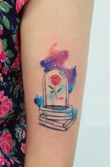 Tatouage Rose sous cloche aquarelle