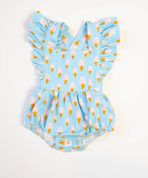 Emmy Romper in Ice Cream Dreams Baby Bubble