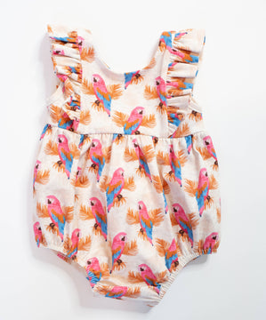 Amelia Romper in Parrots Baby Bubble