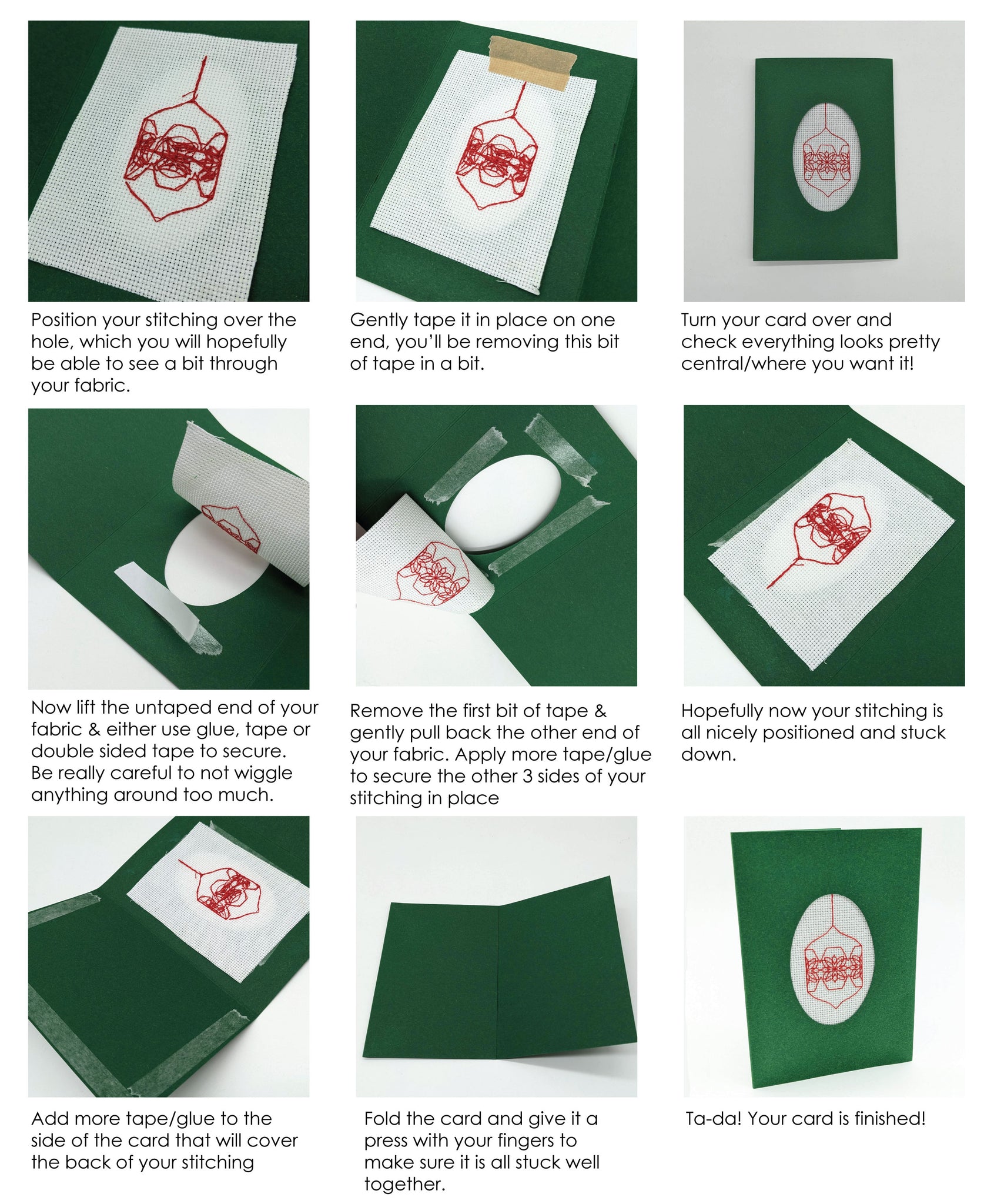 A series of images to show how to assemble an aperture greeting card