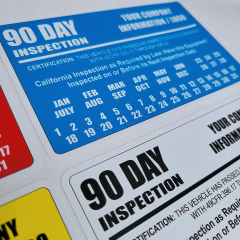 Personalized 90 Day Truck Inspection Labels