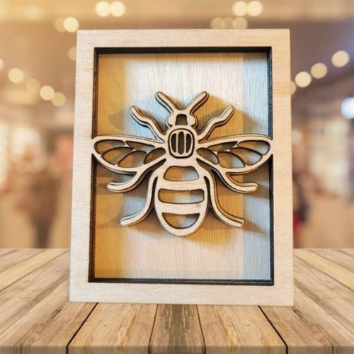 Honeycomb-Two Layer-Stained Wood Cutout-Bee Theme Wood Decor-3D