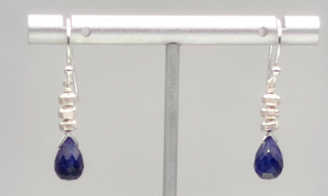 Sapphire and sterling silver earrings