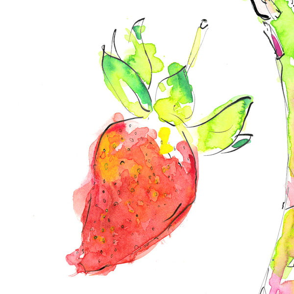 Abstract painting of a strawberry.