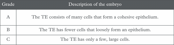 Trophoblast epithelium grading for embryo quality on day 5