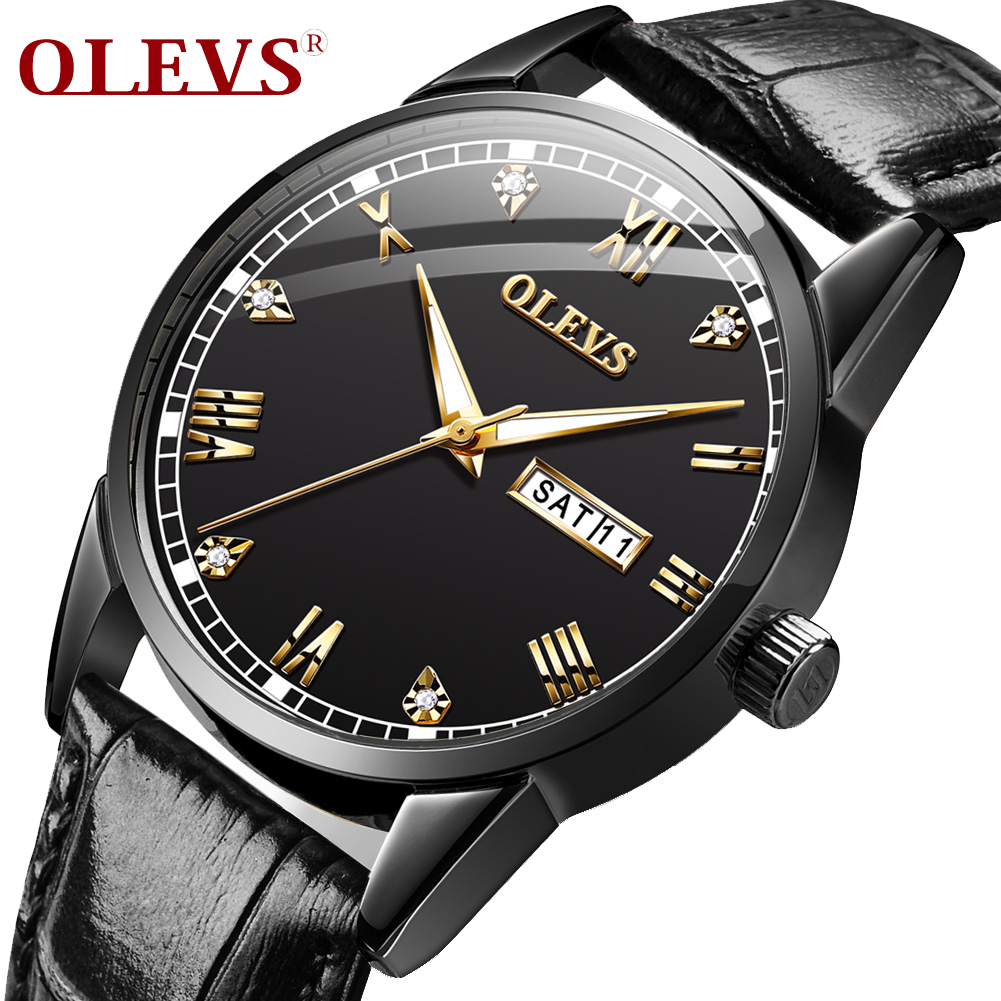 Olevs Classic Crystal Roman Marker 39 Black – Watches X Lab
