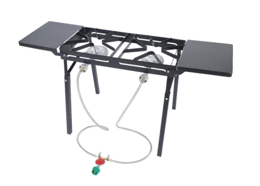 Outdoor Propane Stove on Wheel Cart with 2 burners