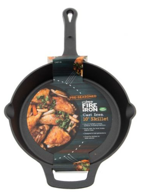 Winco CAST-8, 8-Inch Dia FireIron Cast Iron Skillet