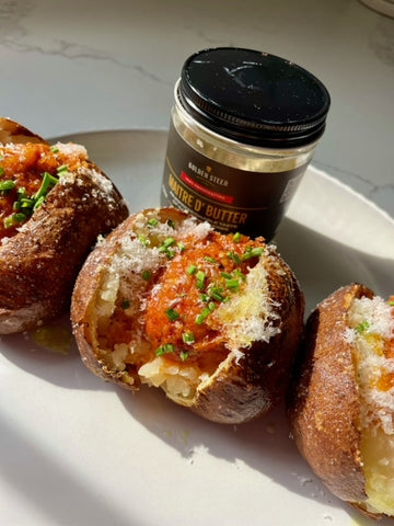 image of baked potatoes on a plate