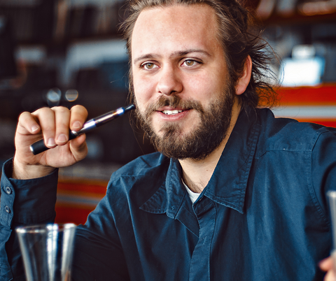 Man smoking vape