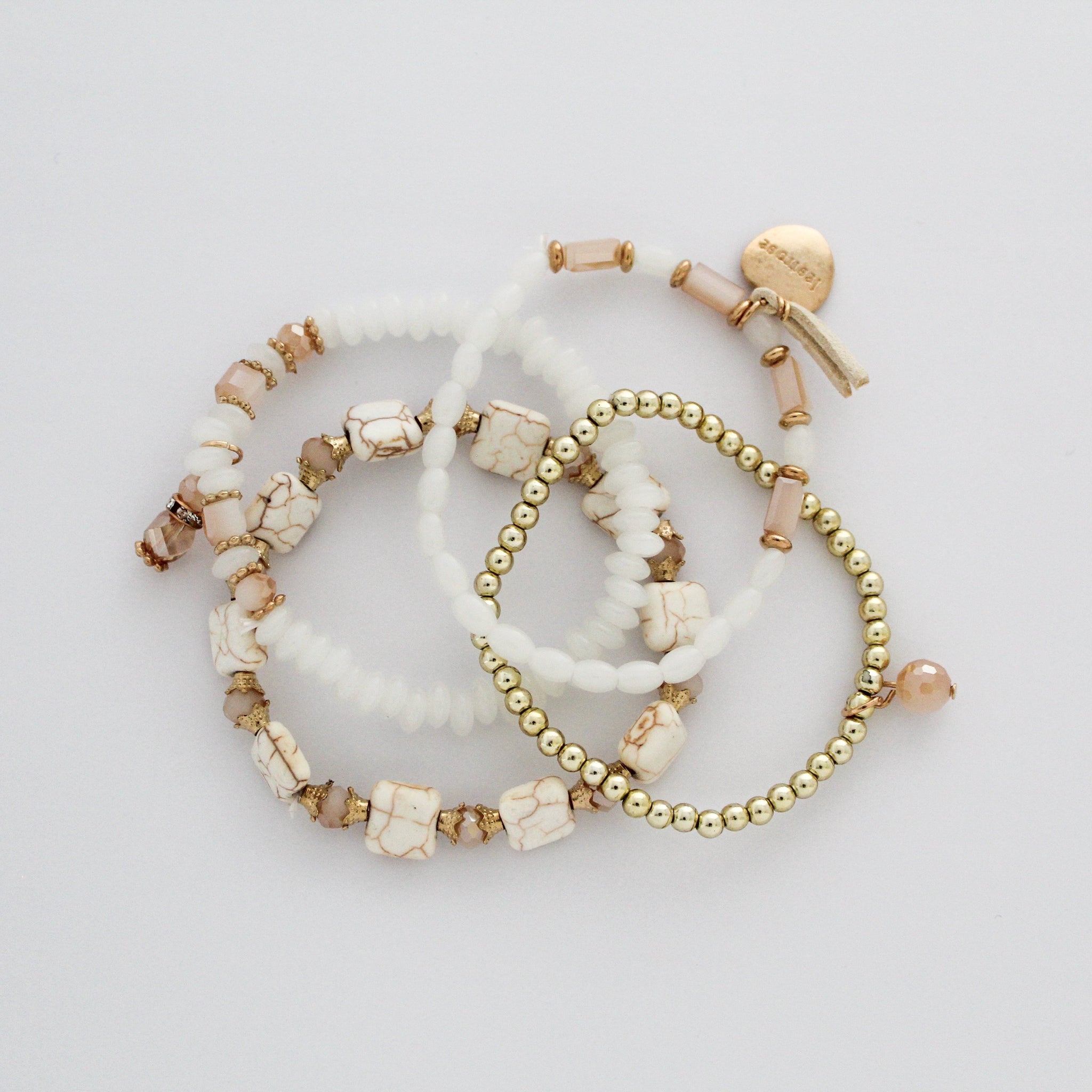 Heart Bead Bracelet Set - White/Gold – Silverline Moon Brand