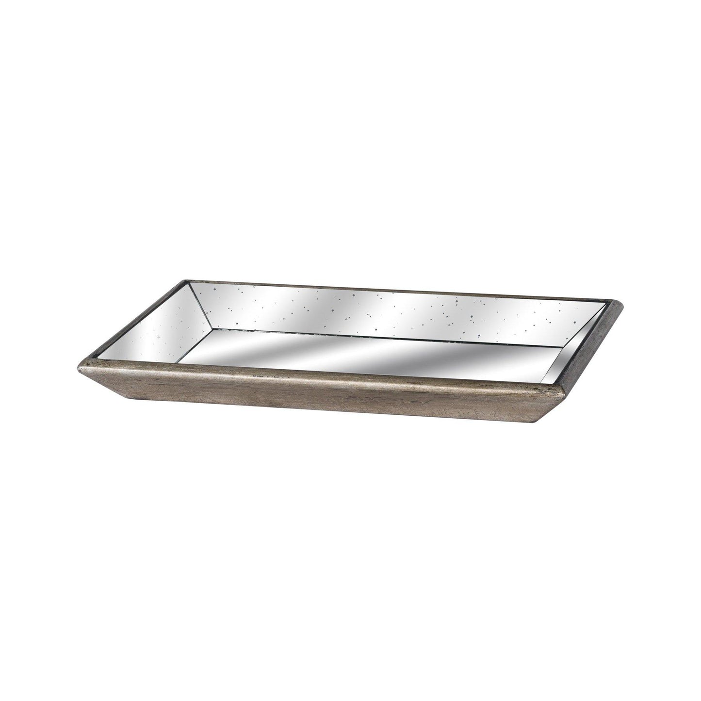 Astor Distressed Mirrored Tray With Wooden Detailing | L J Home