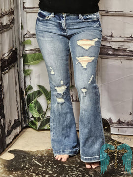 Petite Mid Rise Stretch Flare Jean