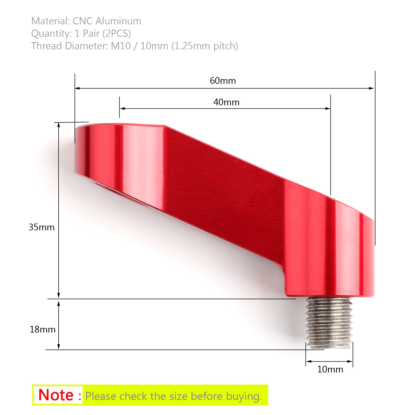 Honda Paire d'extensions de rétroviseurs de moto en aluminium - Riser - Extension 10 mm