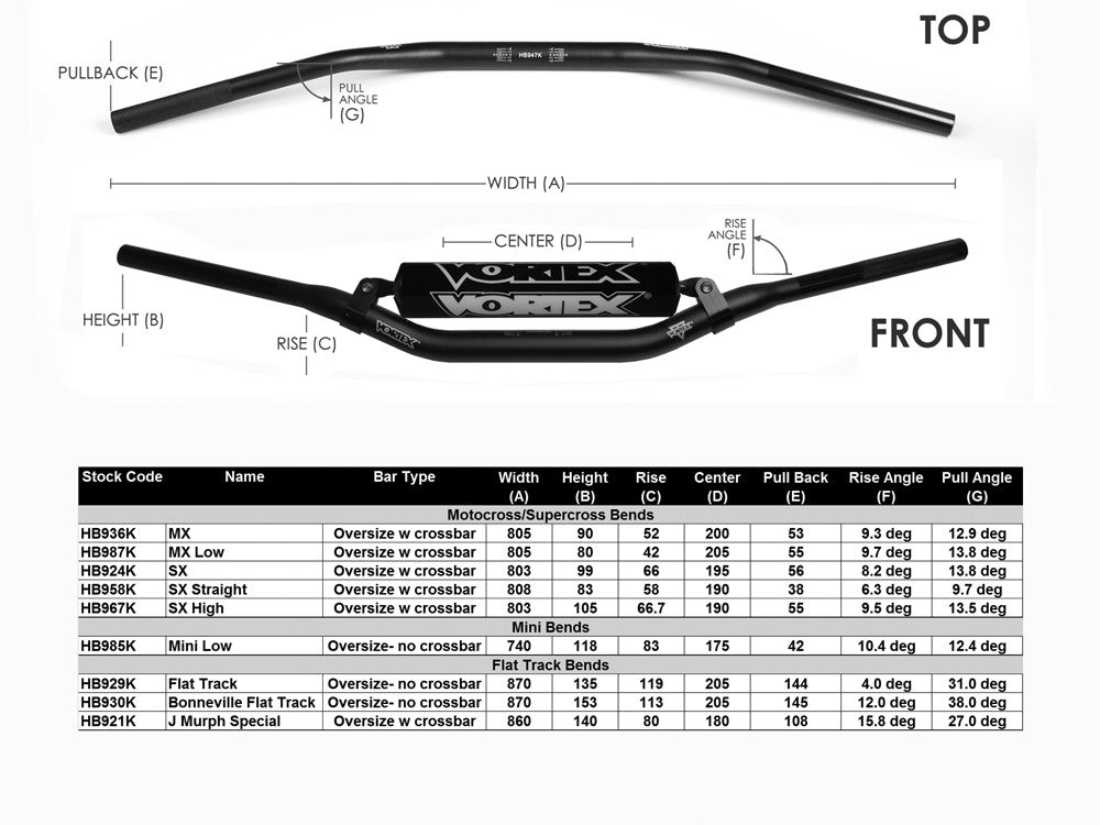 Vortex Handlebar V3 Os Mx Low Blk | Braap Factory