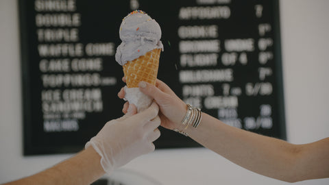 Scoops of ice cream in a cone at Negranti Creamery