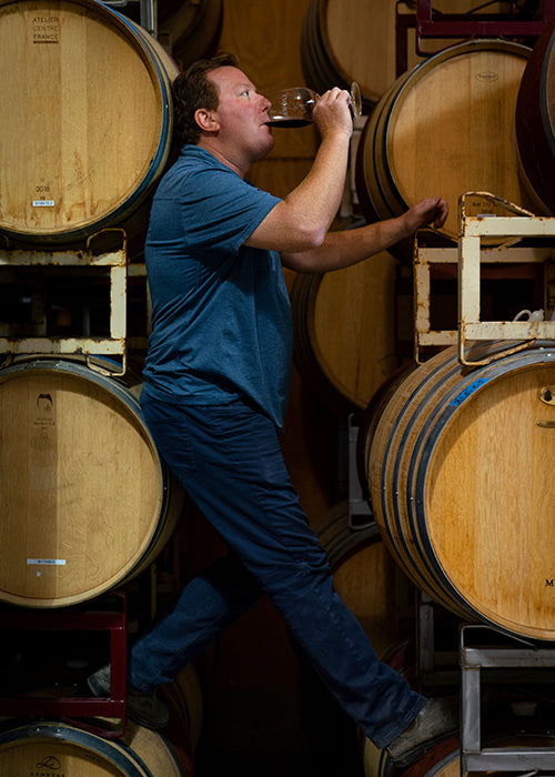 Winemaker Jimmy Zanoli barrel tasting
