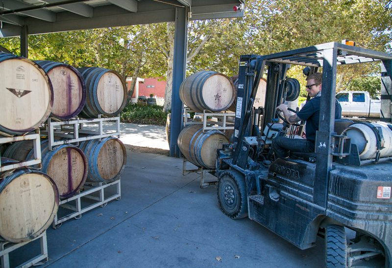 Brian Benson driving forklift