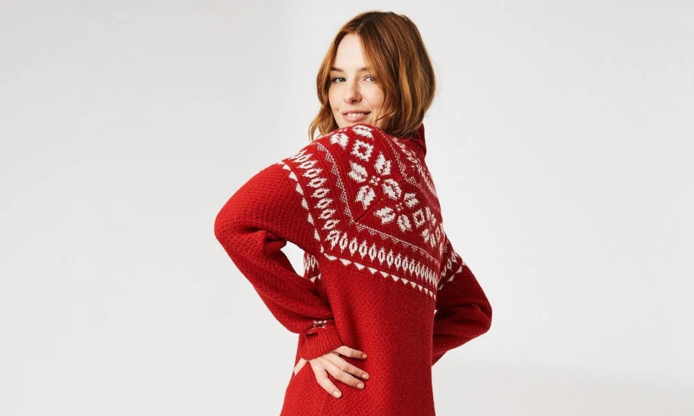 Fat Face red fair isle knitted Christmas jumper