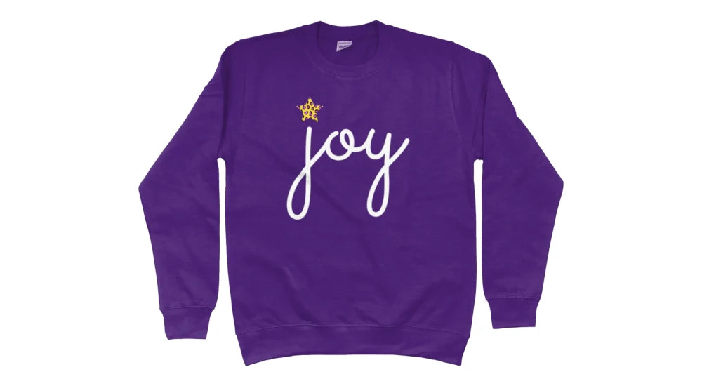 Joy purple slogan Christmas sweater