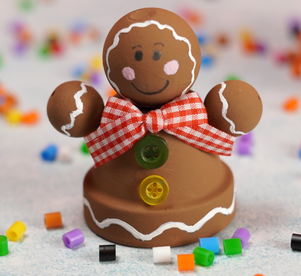 Mini clay pot gingerbread man Christmas decoration