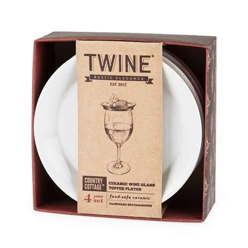 Wine Glass Topper Appetizer Plates - White Ceramic - THE SOUTHERN STRIPE