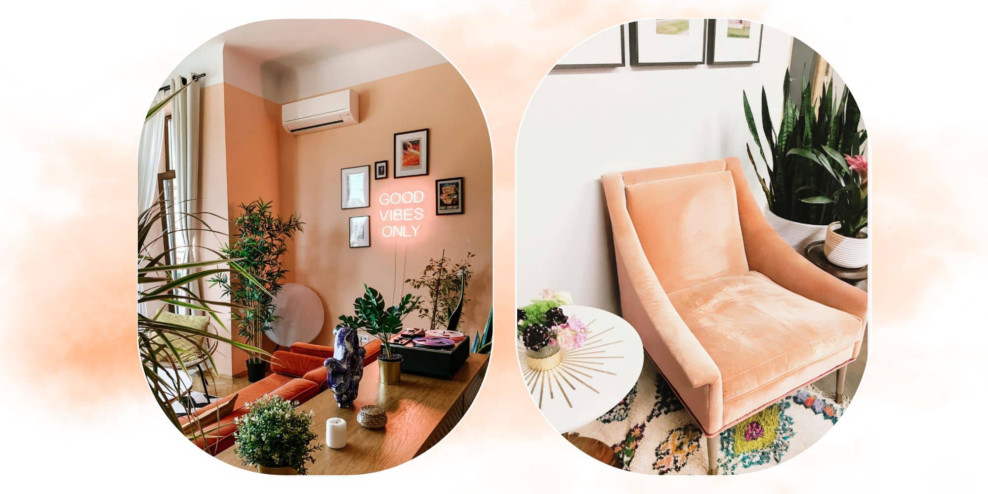 Tendance déco salon couleur Pantone de l'année peach fuzz