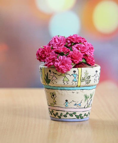Pot de fleurs personnalisé idée cadeau noel fait à la main