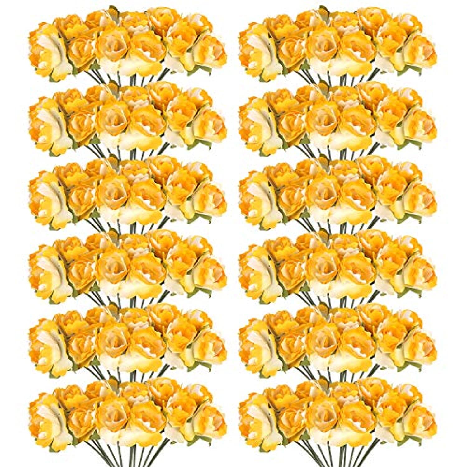CCINEE - 120 flores artificiales amarillas de papel de  in para m |  Arteztik