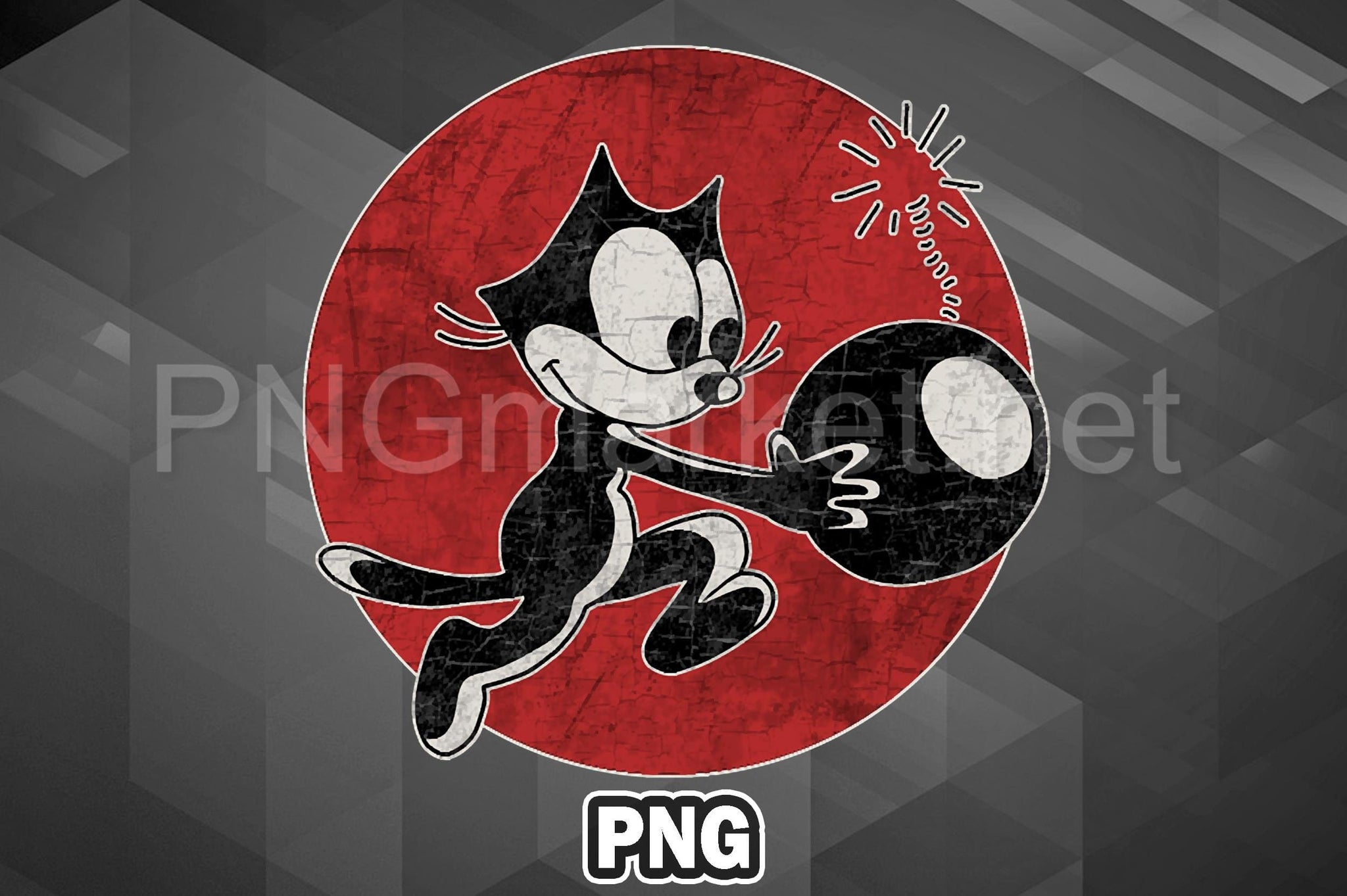 Free Transparent PNG Felix The Cat With Bomb Cat Related PNG Design For Sublimation, Print, For Cat Lovers Owners