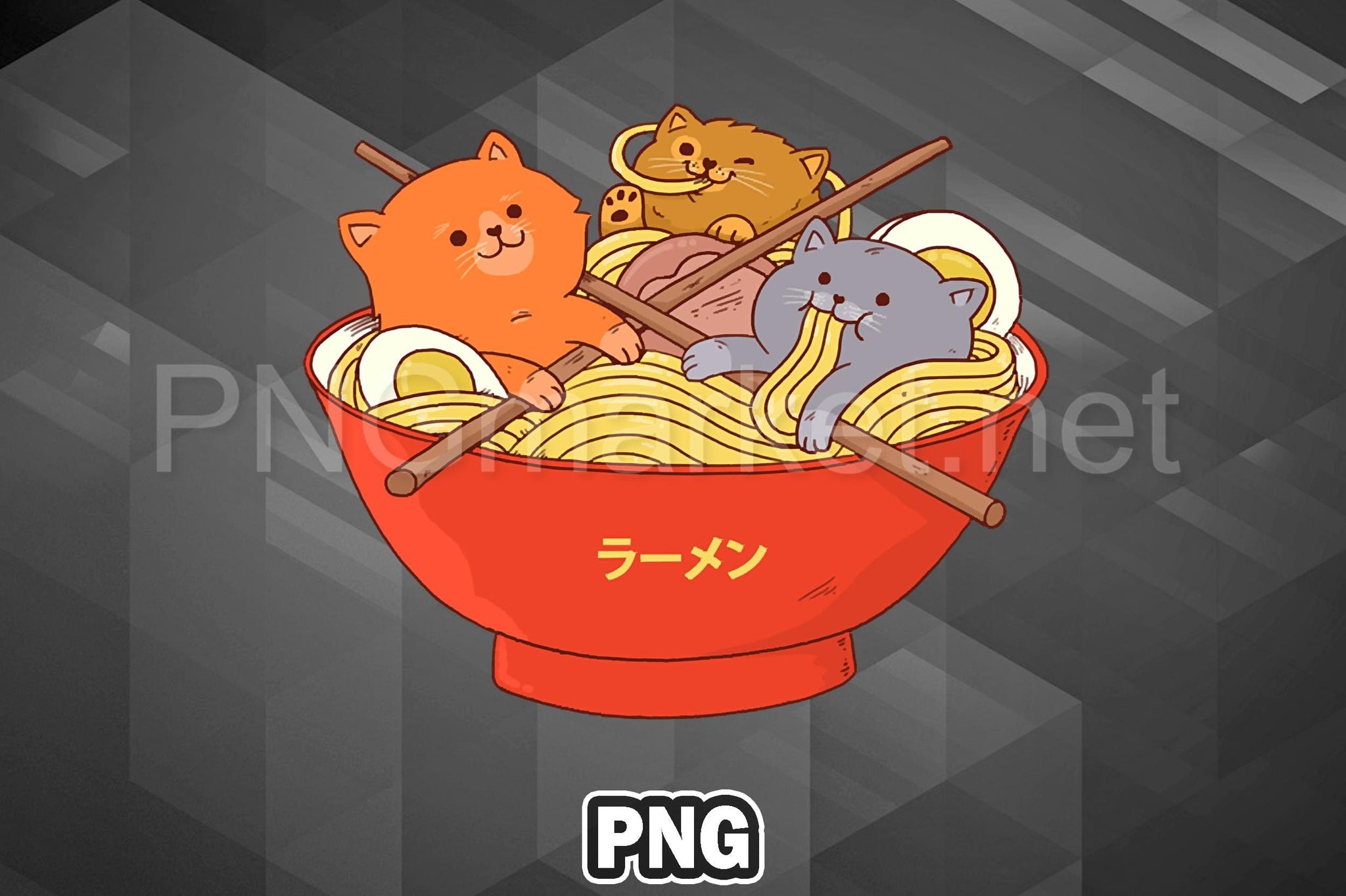 Free Transparent PNG Ramen Japan Cat Related To Cats PNG Design For Sublimation, Print, For Cat Lovers Owners