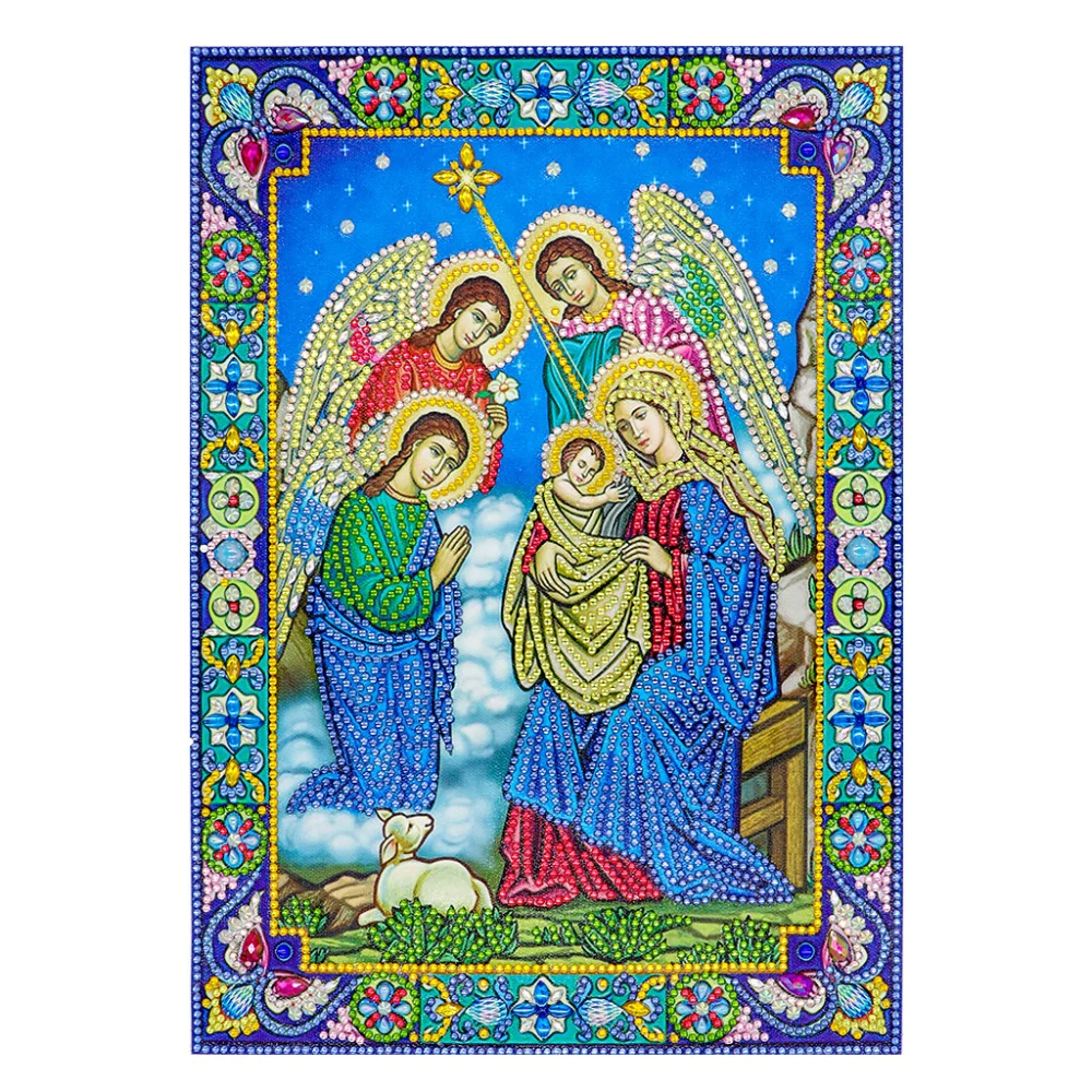 Diamond Painting DIY 5D Special Shape Rhinestones, Catholic Religion Virgin Mary Son of Jesus Drill Crystal Diamond Art Kits for Home Wall Decor STY