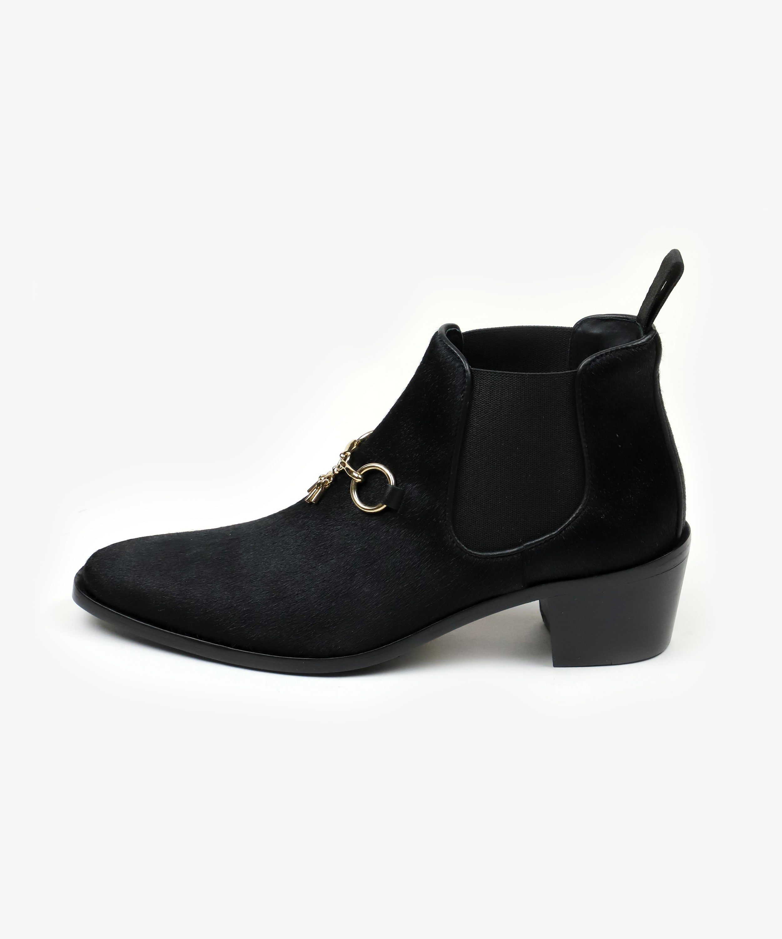 Needles Heeled Papillon Stitched Mule - Suede Black | Nepenthes London