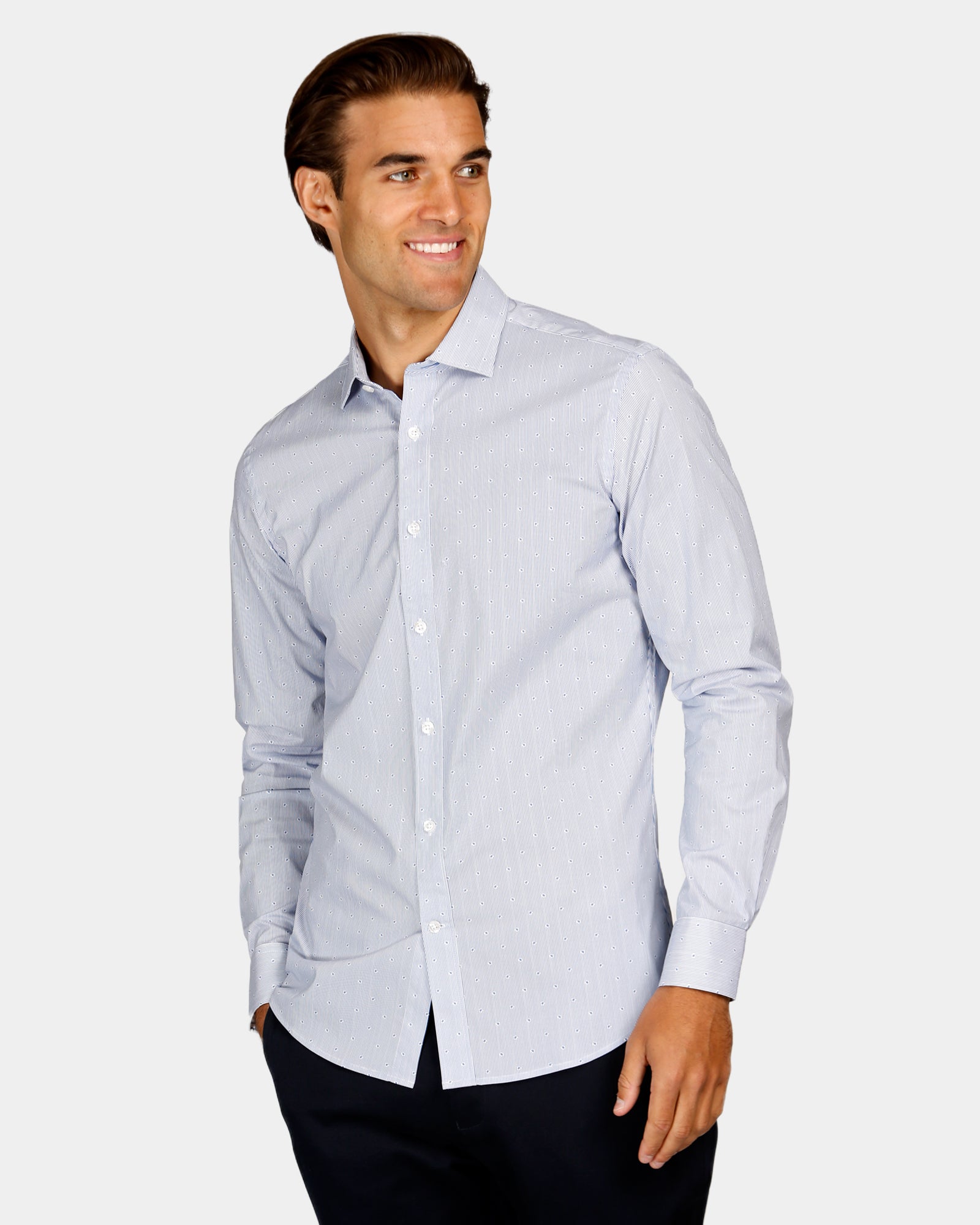 Micro Stripe Print Reg Fit Business Shirt