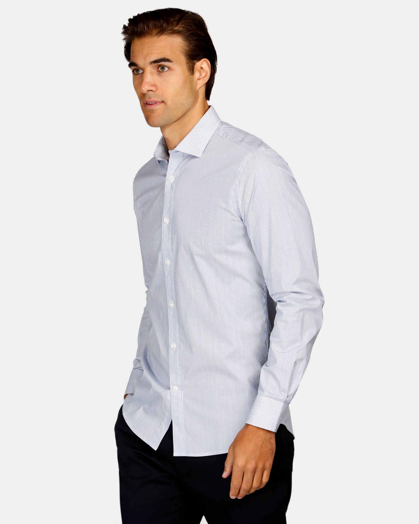 Micro Stripe Print Reg Fit Business Shirt