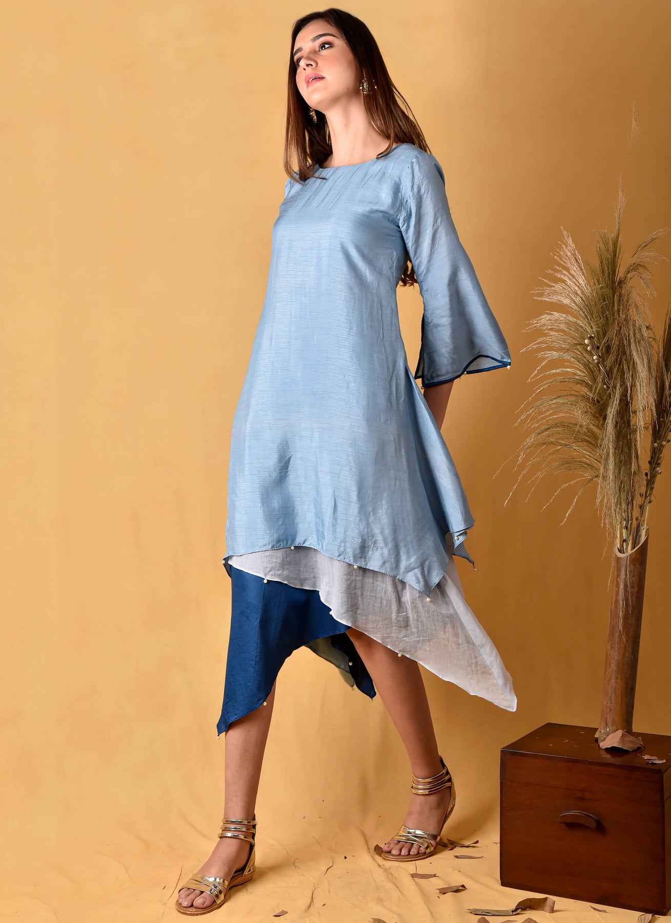 AURORA LAYERED DRESS ブルー Mサイズ - ロングワンピース/マキシ ...