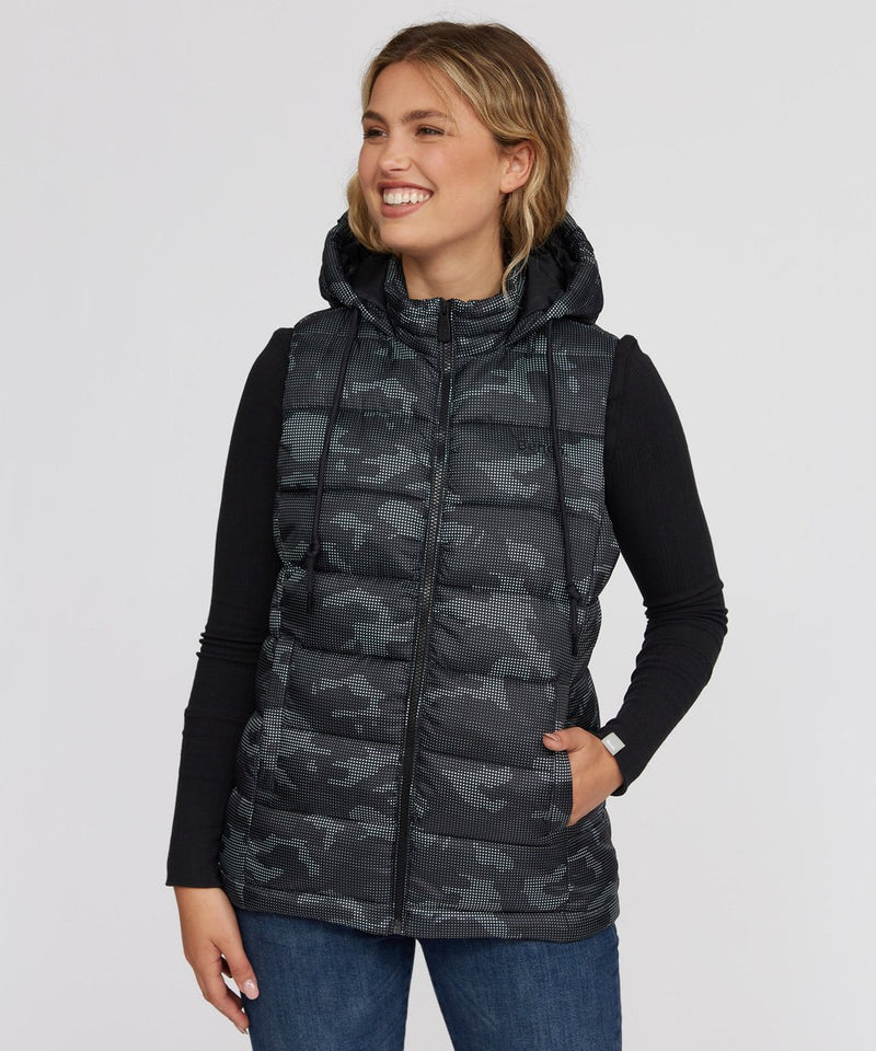 Womens Puffer Vest with Hood - BLKEA0111M