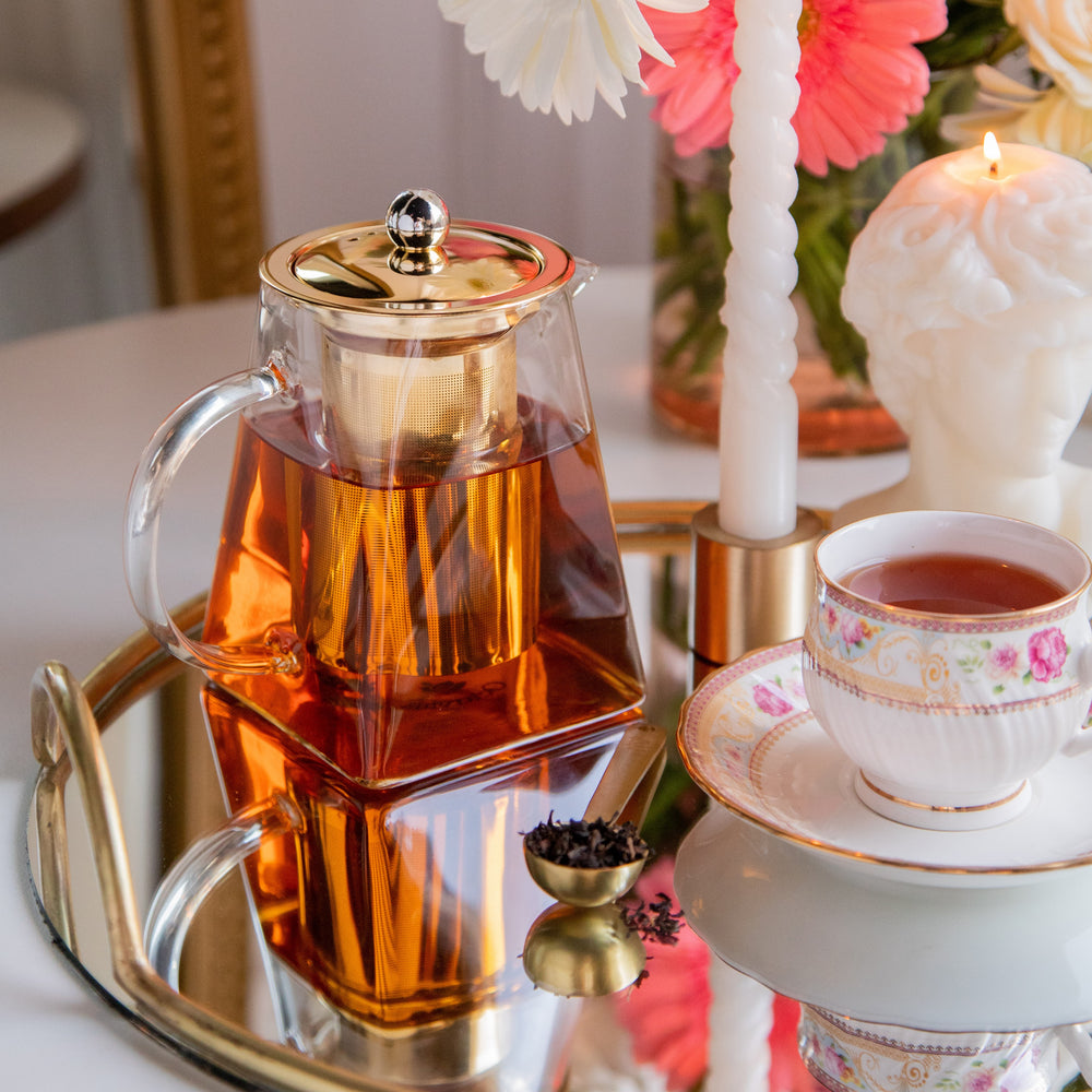 Serendipity - High-grade Borosilicate Glass Teapot with Wooden Overhead