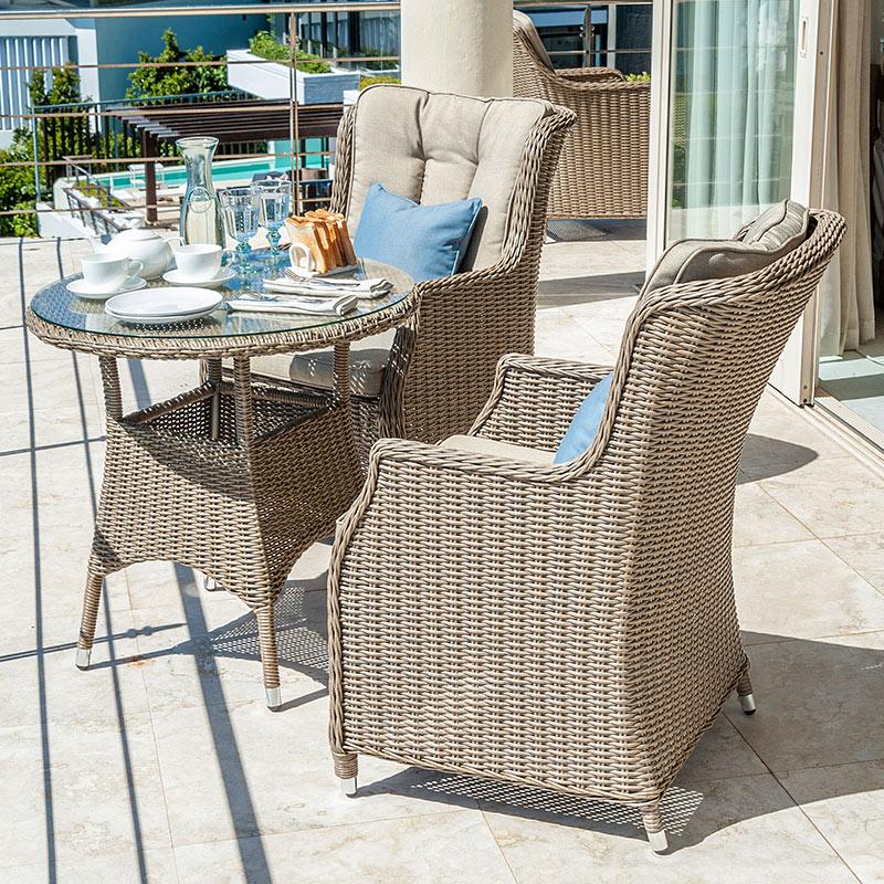 Heritage Thalia 2 Seat Rattan Bistro Set - 75cm Round Table – 2Coast