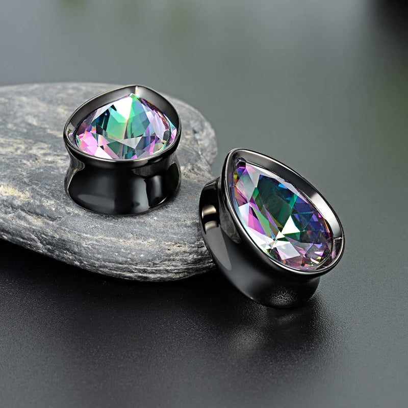 COOEAR 1 Pair Gauges for Ears Tear Drop Gem Ear Tunnels and Plugs Flesh ...