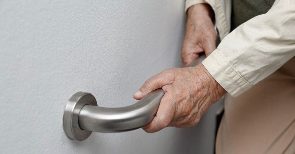 Grab Bars Installed On The Wall For The Ages Walking Around Safely and Stablely