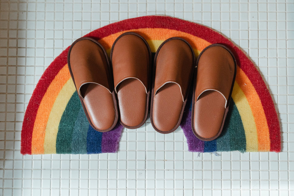 No-slip Floor In The Bathroom and Mat For the Shoes Increasing Friction to Keep Safe