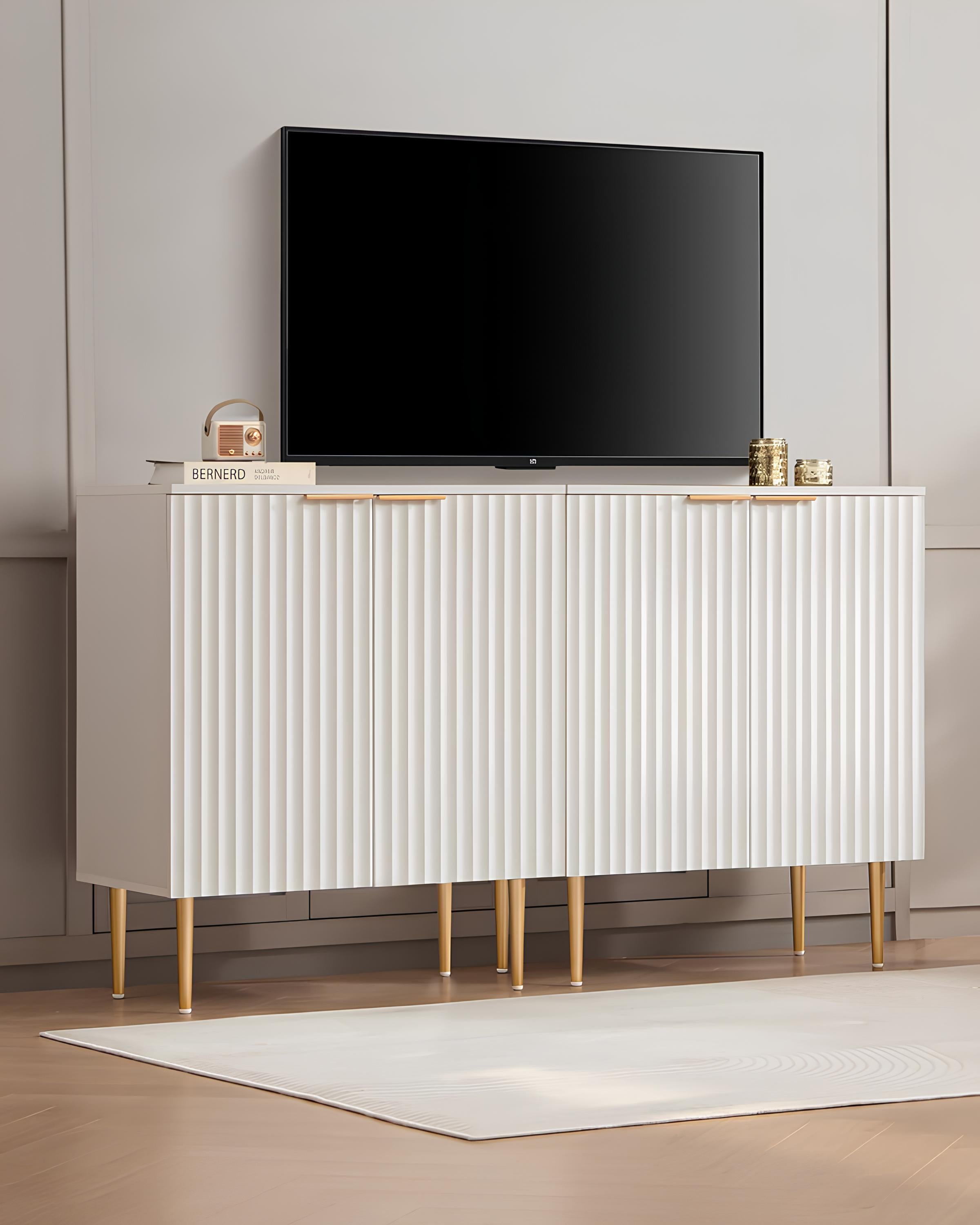 Opus Buffet Cabinet with Storage，Gold handle and legs